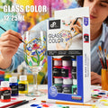 Glasmalfarben Set – 12 Farben à 25 ml (für größere Projekte)
