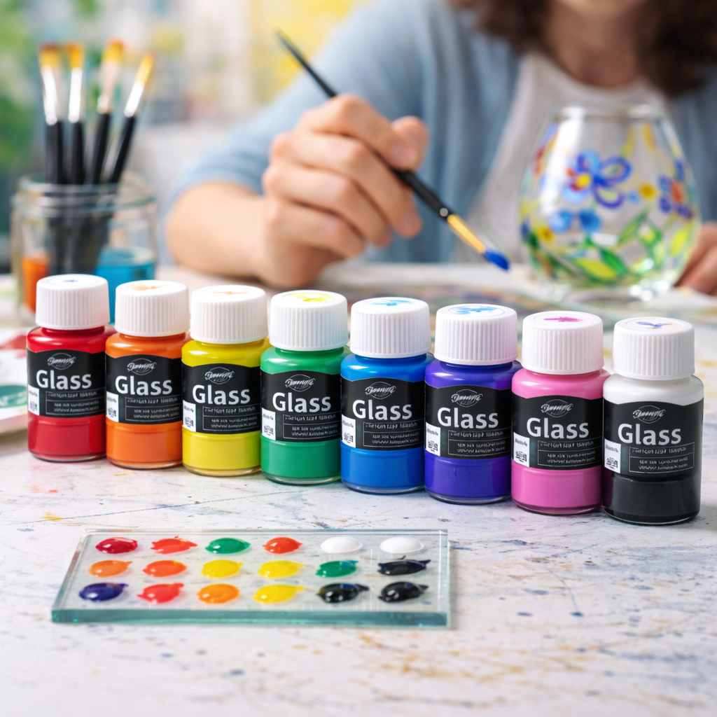Glasmalfarben Set – 12 Farben à 25 ml (für größere Projekte)