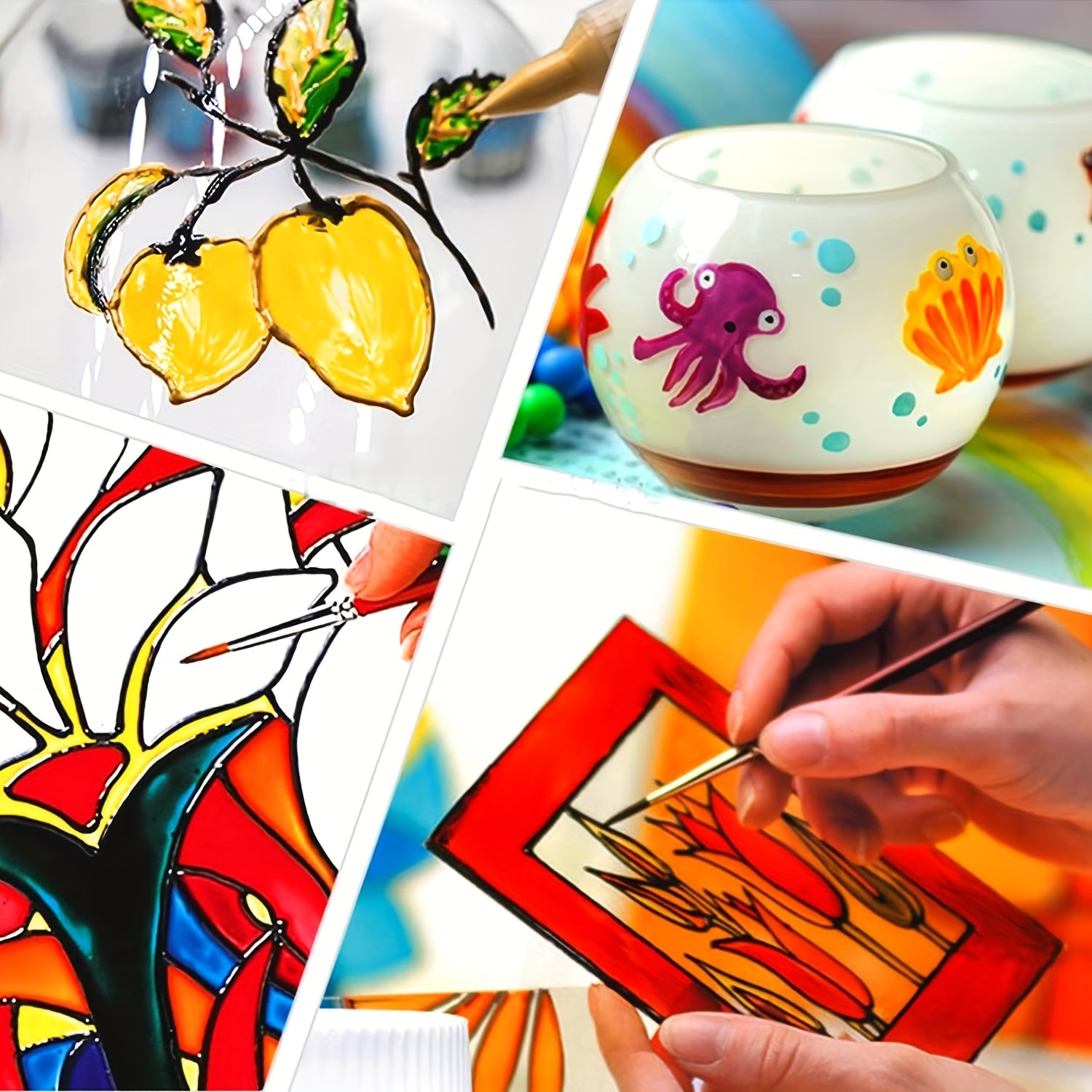 Glasmalfarben Set – 12 leuchtende Farben für kreative DIY-Gläser (je 6 ml)