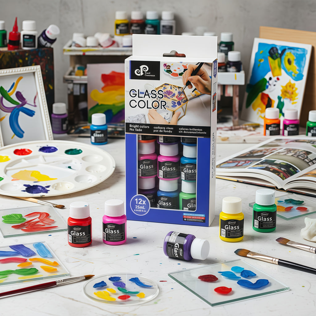 Glasmalfarben Set – 12 Farben à 25 ml (für größere Projekte)